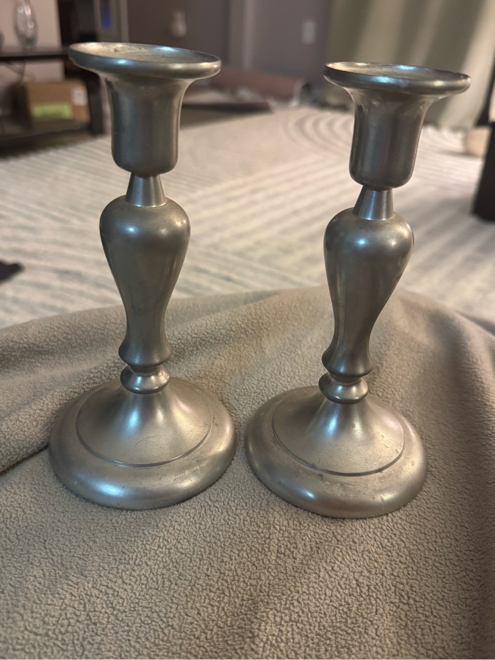 Royal Holland Daalderop pewter candlesticks (pair)
